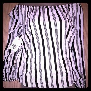 NWT Billabong Off-Shoulder Striped Blouse
